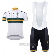2017 Fahrradbekleidung Australien Wei und Gelb Trikot Kurzarm und Tragerhose