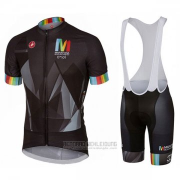 2017 Fahrradbekleidung Castelli Maratona Shwarz Trikot Kurzarm und Tragerhose