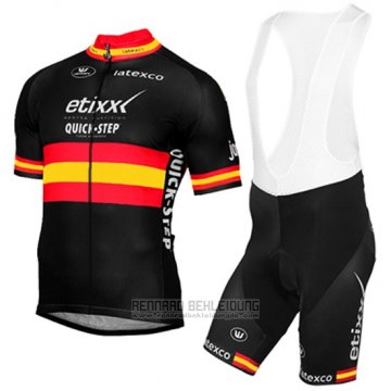 2017 Fahrradbekleidung Etixx Quick Step Champion Spanien Gelb und Shwarz Trikot Kurzarm und Tragerhose