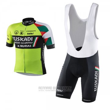 2017 Fahrradbekleidung Euskadi Grun und Shwarz Trikot Kurzarm und Tragerhose