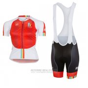 2017 Fahrradbekleidung Frau Castelli Maratona Rot und Wei Trikot Kurzarm und Tragerhose