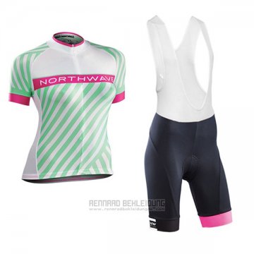 2017 Fahrradbekleidung Frau Northwave Grun und Rosa Trikot Kurzarm und Tragerhose