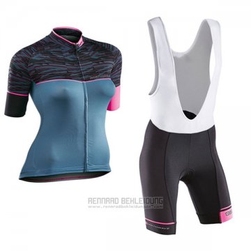 2017 Fahrradbekleidung Frau Northwave Shwarz und Blau Trikot Kurzarm und Tragerhose