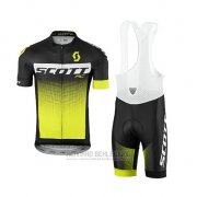 2017 Fahrradbekleidung Scott Gelb Trikot Kurzarm und Tragerhose