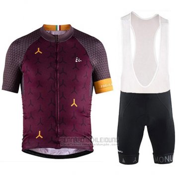 2018 Fahrradbekleidung Craft Monument Dunkel Rot Trikot Kurzarm und Tragerhose