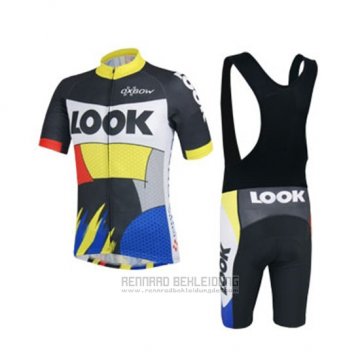 2018 Fahrradbekleidung Look Shwarz Gelb Blau Trikot Kurzarm Tragerhose