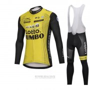 2018 Fahrradbekleidung Lotto NL Jumbo Gelb Trikot Langarm und Tragerhose