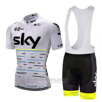 2018 Fahrradbekleidung Sky Wei und Gelb Trikot Kurzarm und Tragerhose