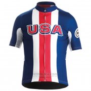 2018 Fahrradbekleidung USA Blau Rot Wei Trikot Kurzarm und Tragerhose