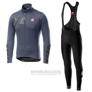 2019 Fahrradbekleidung Castelli Raddoppia 2 Grau Silber Trikot Langarm und Tragerhose