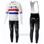 2019 Fahrradbekleidung Ineos Champion Uk Wei Trikot Langarm und Tragerhose