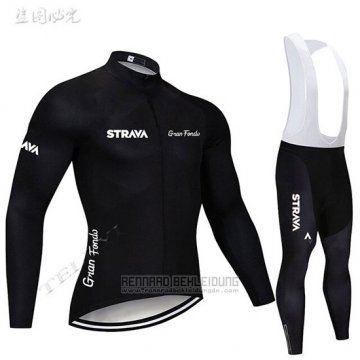 2019 Fahrradbekleidung STRAVA Shwarz Trikot Langarm und Overall