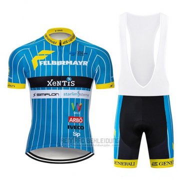 2019 Fahrradbekleidung Xentis Blau Wei Trikot Kurzarm und Overall