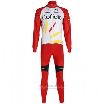 2020 Fahrradbekleidung Cofidis Wei Rot Trikot Langarm und Tragerhose