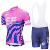 2020 Fahrradbekleidung EF Education First-drapac Rosa Blau Trikot Kurzarm und Tragerhose