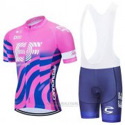 2020 Fahrradbekleidung EF Education First-drapac Rosa Blau Trikot Kurzarm und Tragerhose