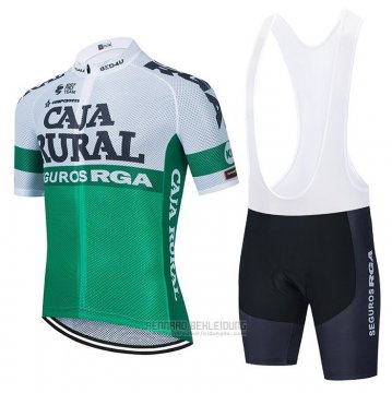 2021 Fahrradbekleidung Caja Rural Wei Grun Trikot Kurzarm und Tragerhose