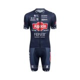 2022 Fahrradbekleidung Alpecin Fenix Tief Blau Trikot Kurzarm und Tragerhose