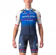 2022 Fahrradbekleidung Deceuninck Quick Step Blau Wei Trikot Kurzarm und Tragerhose