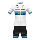 2022 Fahrradbekleidung European Champion Trek Wei Rot Trikot Kurzarm und Tragerhose