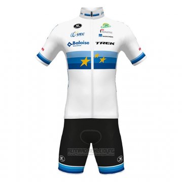 2022 Fahrradbekleidung European Champion Trek Wei Rot Trikot Kurzarm und Tragerhose