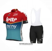 2024 Fahrradbekleidung Lotto Dstny Hellblau Rot Trikot Kurzarm Und Tragerhose