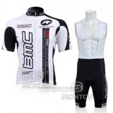 2010 Fahrradbekleidung BMC Wei Trikot Kurzarm und Tragerhose