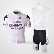 2010 Fahrradbekleidung Johnnys Shwarz und Wei Trikot Kurzarm und Tragerhose