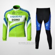 2010 Fahrradbekleidung Liquigas Doimo Blau und Grun Trikot Langarm und Tragerhose