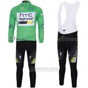 2011 Fahrradbekleidung HTC Highroad Grun und Wei Trikot Langarm und Tragerhose