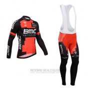 2014 Fahrradbekleidung BMC Shwarz und Rot Trikot Langarm und Tragerhose