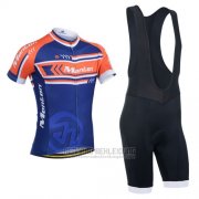 2014 Fahrradbekleidung Monton Orange und Blau Trikot Kurzarm und Tragerhose