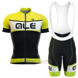 2016 Fahrradbekleidung ALE Shwarz und Gelb Trikot Kurzarm und Tragerhose