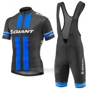 2016 Fahrradbekleidung Giant Shwarz und Blau Trikot Kurzarm und Tragerhose