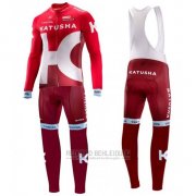 2016 Fahrradbekleidung Katusha Alpecin Wei und Rot Trikot Langarm und Tragerhose