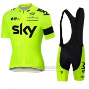 2016 Fahrradbekleidung Sky Gelb Trikot Kurzarm und Tragerhose