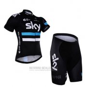 2016 Fahrradbekleidung Sky Wei und Shwarz Trikot Kurzarm und Tragerhose