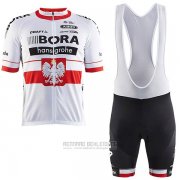 2017 Fahrradbekleidung Bora Champion Polen Trikot Kurzarm und Tragerhose