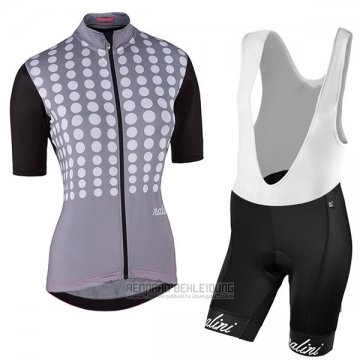 2017 Fahrradbekleidung Frau Nalini Optical Shwarz und Grau Trikot Kurzarm und Tragerhose