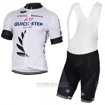 2017 Fahrradbekleidung Quick Step Floors Wei Trikot Kurzarm und Tragerhose