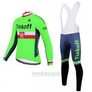 2017 Fahrradbekleidung Tinkoff Grun Trikot Langarm und Tragerhose