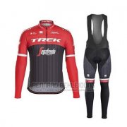 2017 Fahrradbekleidung Trek Segafredo Shwarz und Rot Trikot Langarm und Tragerhose