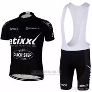 2018 Fahrradbekleidung Etixx Quick Step Shwarz Trikot Kurzarm und Tragerhose
