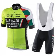 2018 Fahrradbekleidung Euskadi Murias Grun Shwarz Trikot Kurzarm und Tragerhose