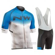 2018 Fahrradbekleidung Northwave Blau und Wei Trikot Kurzarm und Tragerhose