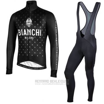 2019 Fahrradbekleidung Bianchi Milano Ft Shwarz Wei Trikot Langarm und Tragerhose