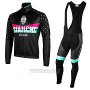 2019 Fahrradbekleidung Bianchi Milano Pb Shwarz Rot Trikot Langarm und Tragerhose