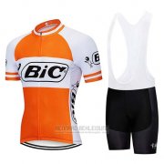 2019 Fahrradbekleidung Bic Wei Orange Trikot Kurzarm und Tragerhose