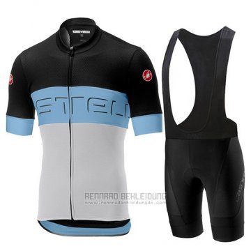 2019 Fahrradbekleidung Castelli Prologo 6 Shwarz Azurblau Wei Trikot Kurzarm und Overall