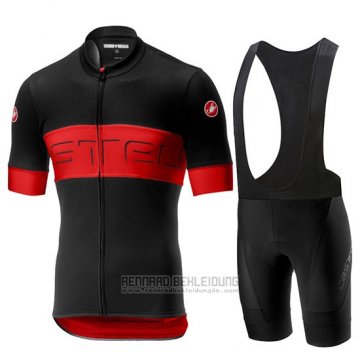 2019 Fahrradbekleidung Castelli Prologo 6 Shwarz Rot Trikot Kurzarm und Overall